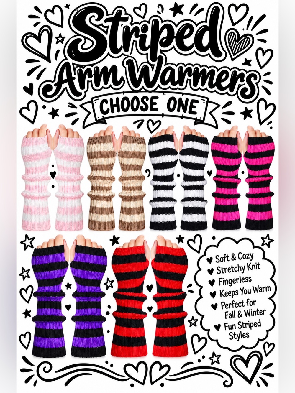 Striped arm warmers choose one